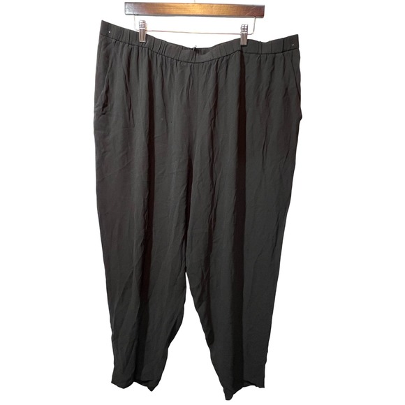 Eileen Fisher Pants - Eileen Fisher 3X Black Silk Pants Plus Size Elastic Waist Trousers‎